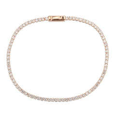 Alamode Rose Gold Brass Bracelet with AAA Grade CZ in Clear - Alamode