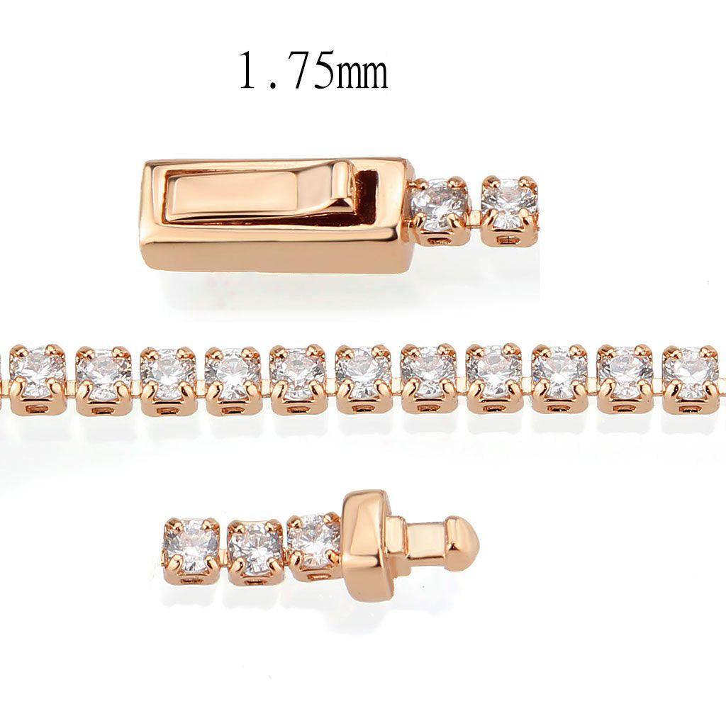 Alamode Rose Gold Brass Bracelet with AAA Grade CZ in Clear - Flyclothing LLC