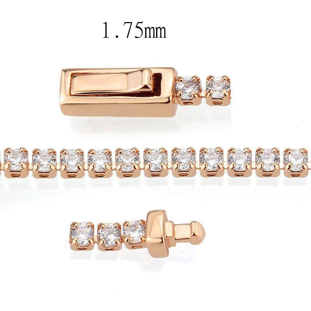 Alamode Rose Gold Brass Bracelet with AAA Grade CZ in Clear - Alamode - Flyclothing LLC
