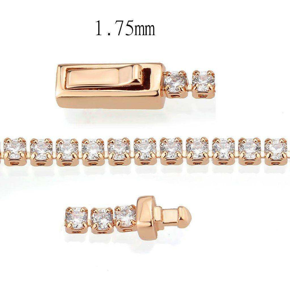 Alamode Rose Gold Brass Bracelet with AAA Grade CZ in Clear - Alamode - Flyclothing LLC
