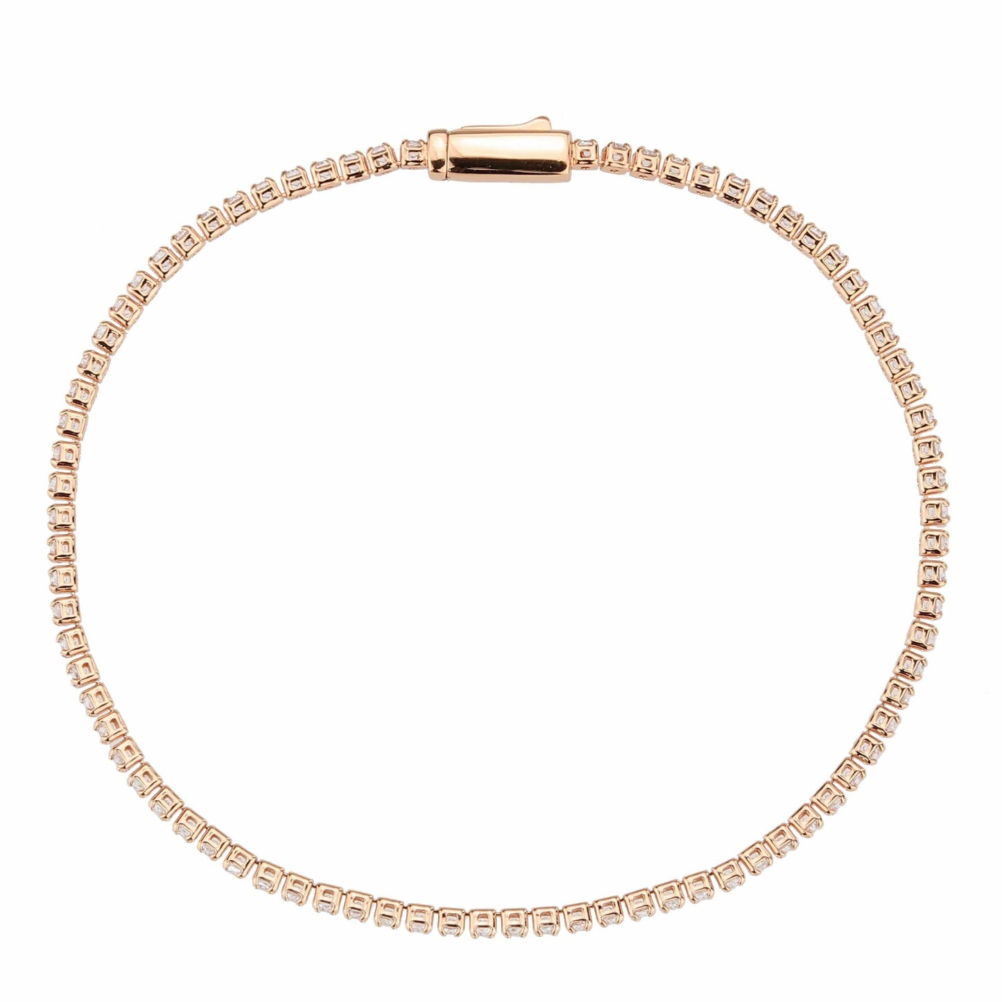 Alamode Rose Gold Brass Bracelet with AAA Grade CZ in Clear - Alamode - Flyclothing LLC