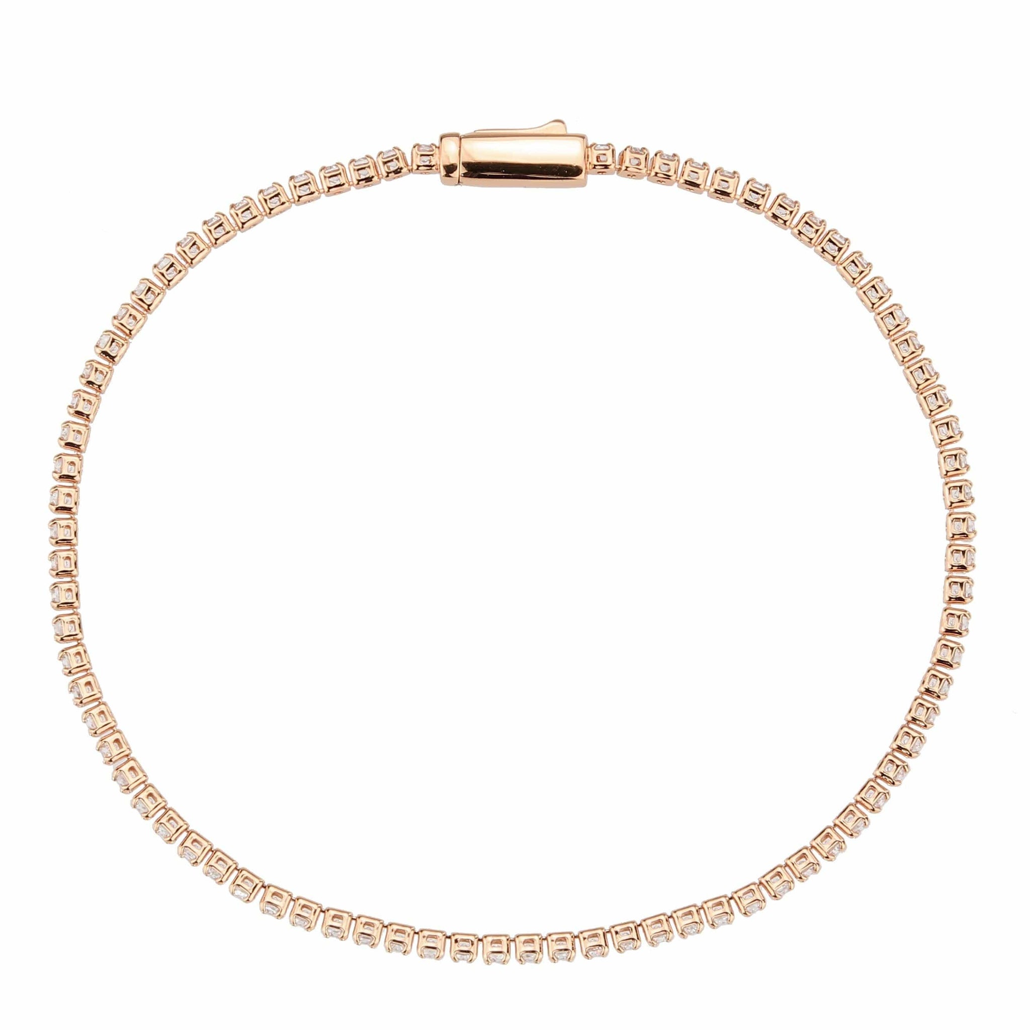 Alamode Rose Gold Brass Bracelet with AAA Grade CZ in Clear - Alamode - Flyclothing LLC