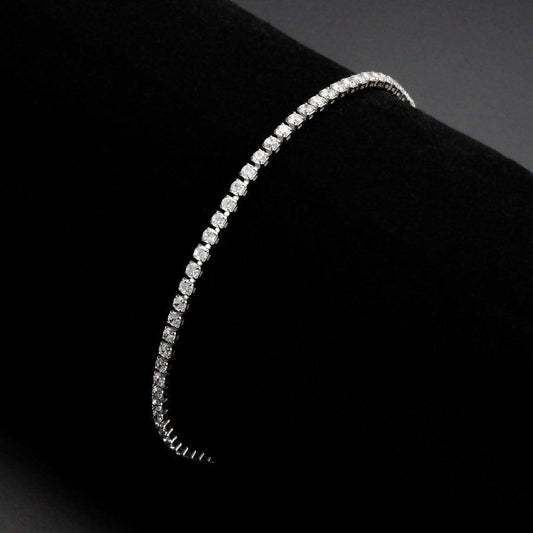 Alamode Rhodium Brass Bracelet with AAA Grade CZ in Clear - Alamode