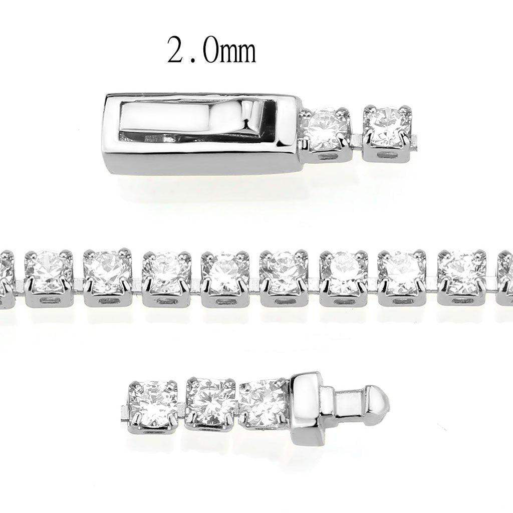 Alamode Rhodium Brass Bracelet with AAA Grade CZ in Clear - Alamode - Flyclothing LLC