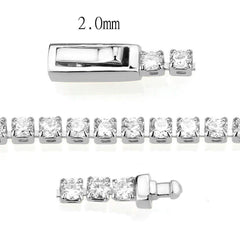Alamode Rhodium Brass Bracelet with AAA Grade CZ in Clear - Alamode