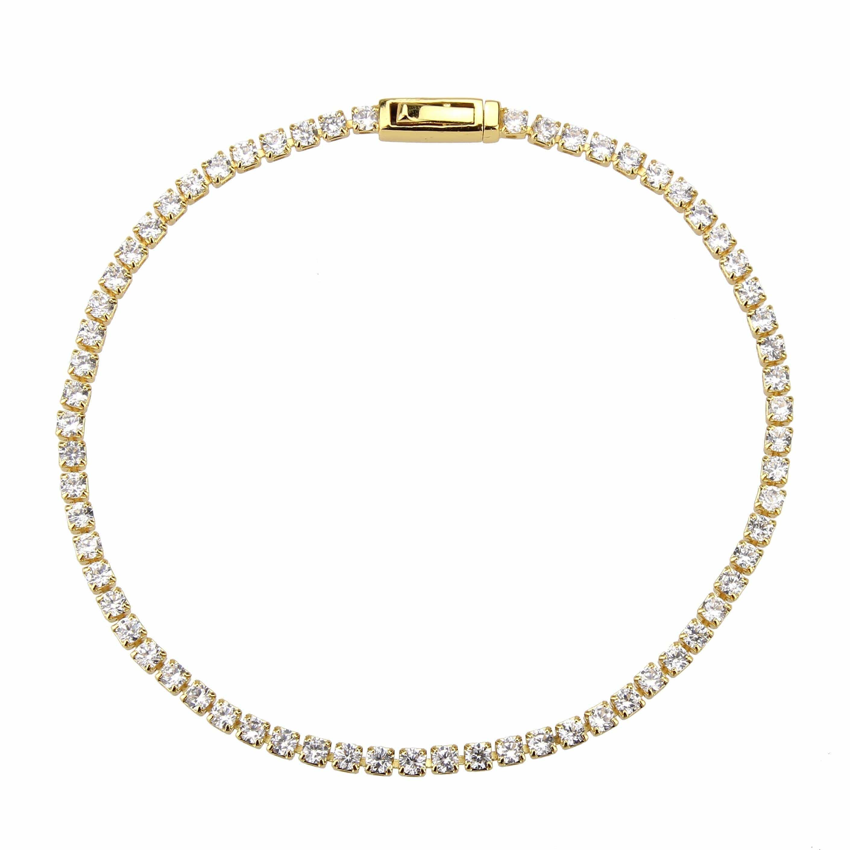 Alamode Gold Brass Bracelet with AAA Grade CZ in Clear - Alamode
