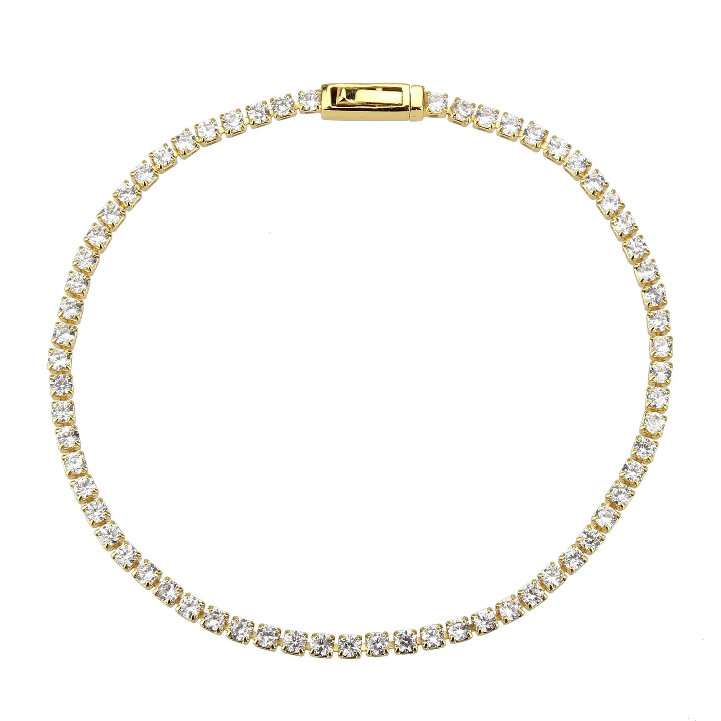 Alamode Gold Brass Bracelet with AAA Grade CZ in Clear - Alamode - Flyclothing LLC