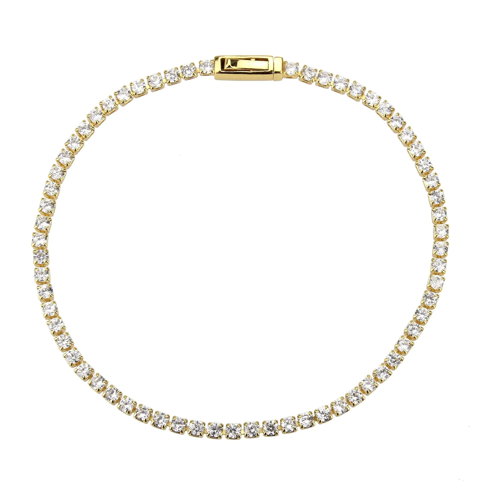 Alamode Gold Brass Bracelet with AAA Grade CZ in Clear - Alamode - Flyclothing LLC