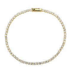 Alamode Gold Brass Bracelet with AAA Grade CZ in Clear - Flyclothing LLC