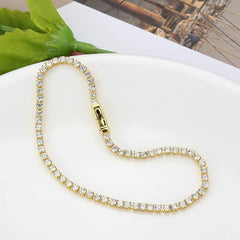 Alamode Gold Brass Bracelet with AAA Grade CZ in Clear - Alamode