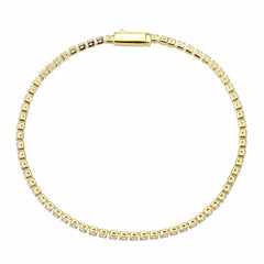 Alamode Gold Brass Bracelet with AAA Grade CZ in Clear - Alamode