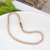 Alamode Rose Gold Brass Bracelet with AAA Grade CZ in Clear - Alamode - Flyclothing LLC