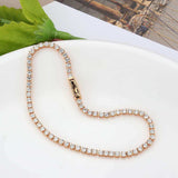 Alamode Rose Gold Brass Bracelet with AAA Grade CZ in Clear - Alamode - Flyclothing LLC