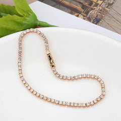 Alamode Rose Gold Brass Bracelet with AAA Grade CZ in Clear - Alamode