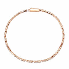 Alamode Rose Gold Brass Bracelet with AAA Grade CZ in Clear - Alamode