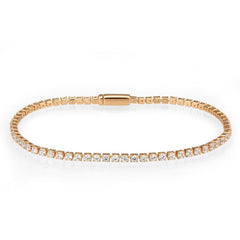 Alamode Rose Gold Brass Bracelet with AAA Grade CZ in Clear - Alamode