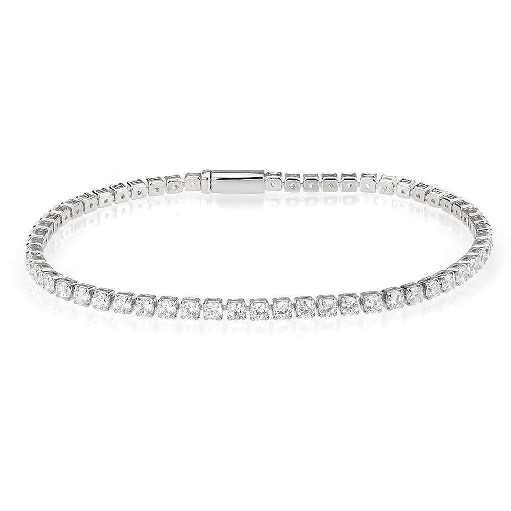 Alamode Rhodium Brass Bracelet with AAA Grade CZ in Clear - Alamode