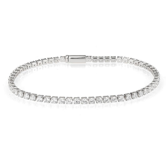 Alamode Rhodium Brass Bracelet with AAA Grade CZ in Clear - Alamode