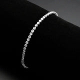 Alamode Rhodium Brass Bracelet with AAA Grade CZ in Clear - Alamode - Flyclothing LLC