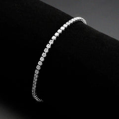 Alamode Rhodium Brass Bracelet with AAA Grade CZ in Clear - Alamode