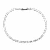 Alamode Rhodium Brass Bracelet with AAA Grade CZ in Clear - Alamode - Flyclothing LLC