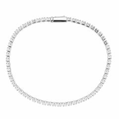 Alamode Rhodium Brass Bracelet with AAA Grade CZ in Clear - Alamode