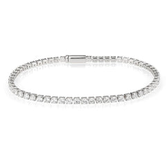 Alamode Rhodium Brass Bracelet with AAA Grade CZ in Clear - Alamode