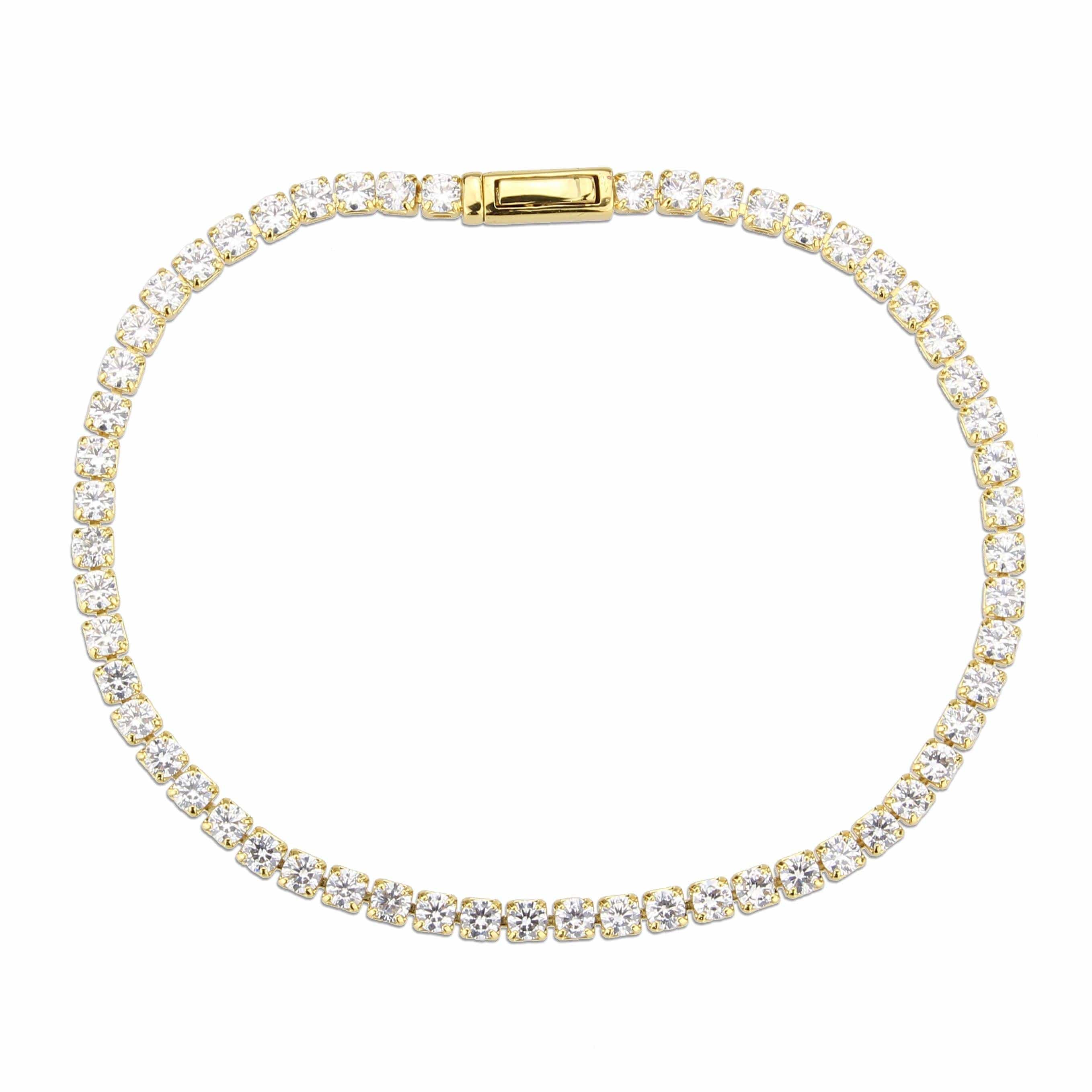 Alamode Gold Brass Bracelet with AAA Grade CZ in Clear - Alamode