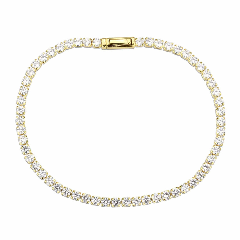 Alamode Gold Brass Bracelet with AAA Grade CZ in Clear - Alamode - Flyclothing LLC