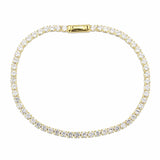 Alamode Gold Brass Bracelet with AAA Grade CZ in Clear - Alamode