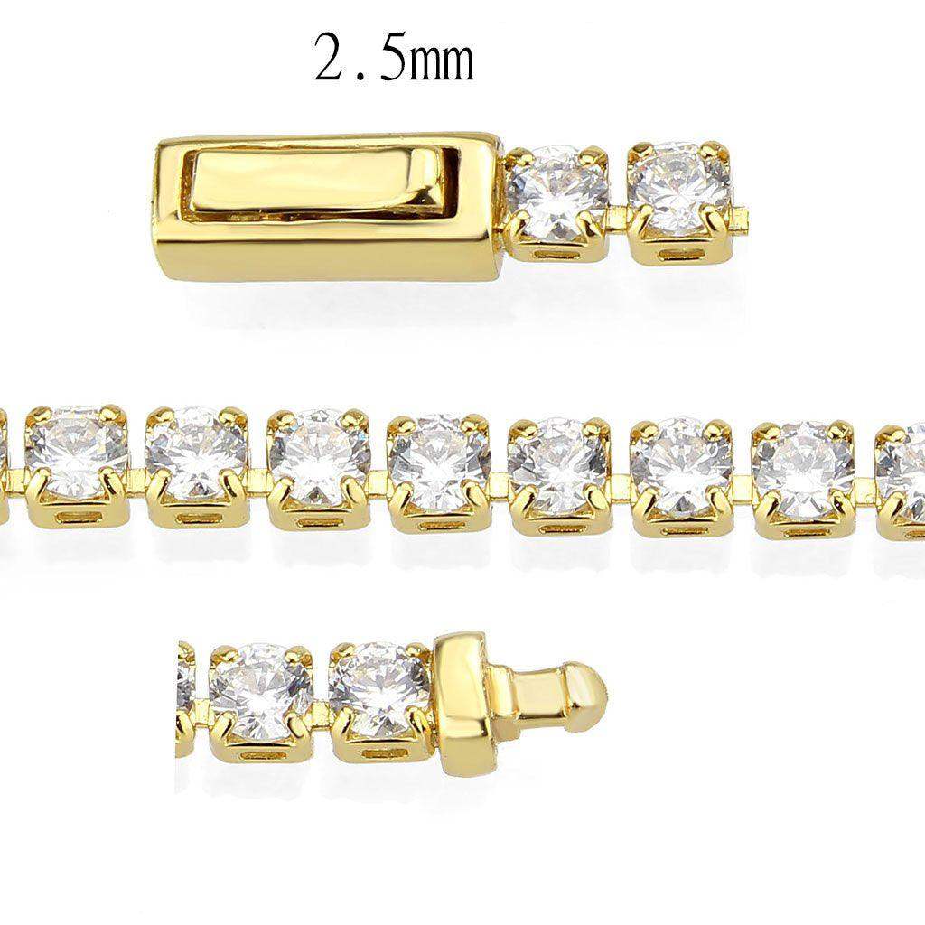 Alamode Gold Brass Bracelet with AAA Grade CZ in Clear - Alamode - Flyclothing LLC
