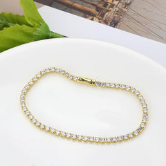 Alamode Gold Brass Bracelet with AAA Grade CZ in Clear - Alamode