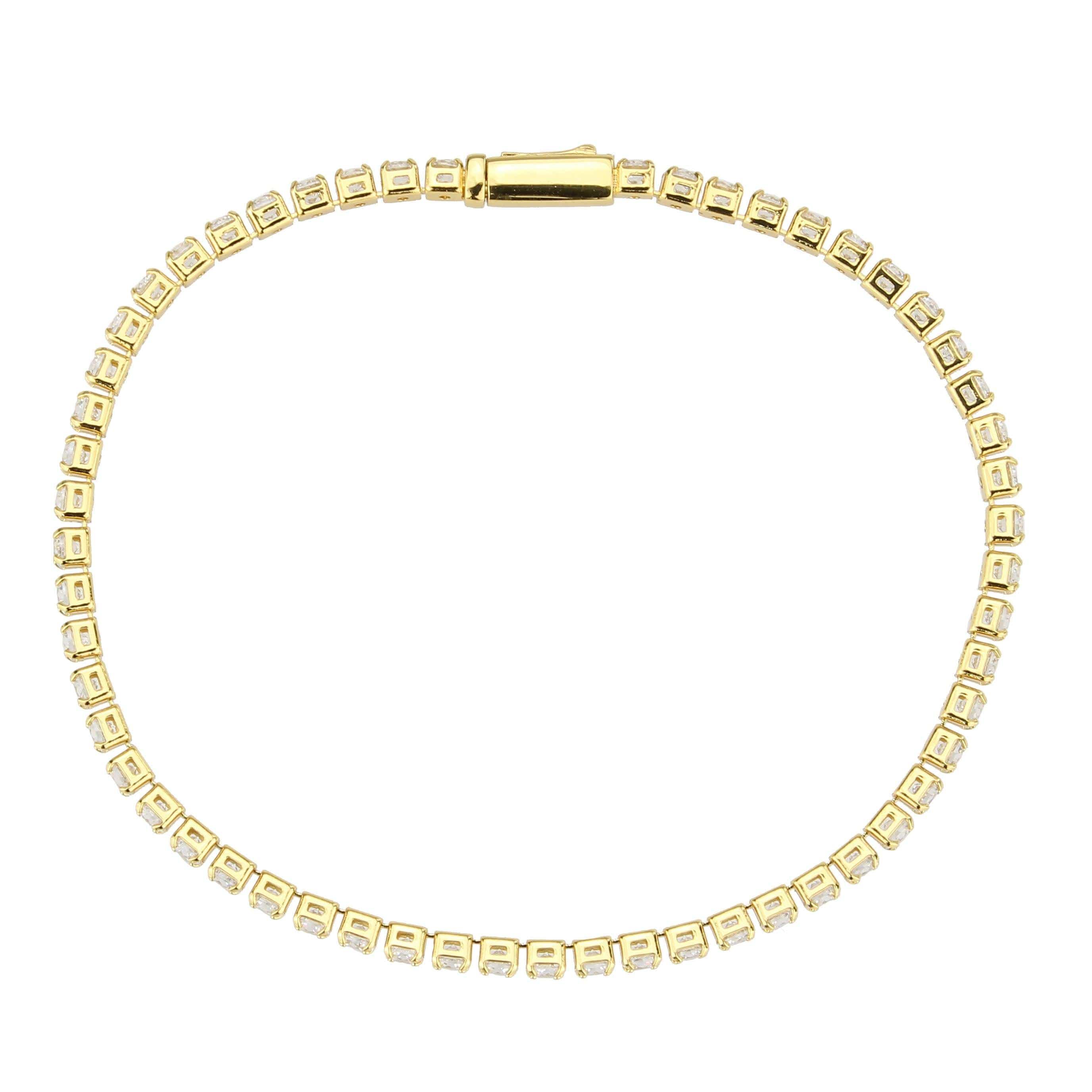 Alamode Gold Brass Bracelet with AAA Grade CZ in Clear - Alamode
