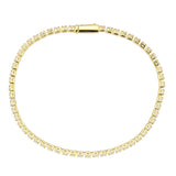 Alamode Gold Brass Bracelet with AAA Grade CZ in Clear - Alamode - Flyclothing LLC
