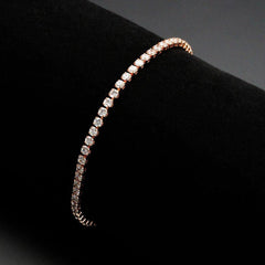 Alamode Rose Gold Brass Bracelet with AAA Grade CZ in Clear - Alamode