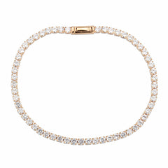 Alamode Rose Gold Brass Bracelet with AAA Grade CZ in Clear - Flyclothing LLC