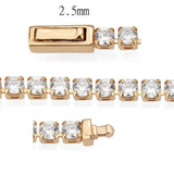 Alamode Rose Gold Brass Bracelet with AAA Grade CZ in Clear - Alamode - Flyclothing LLC