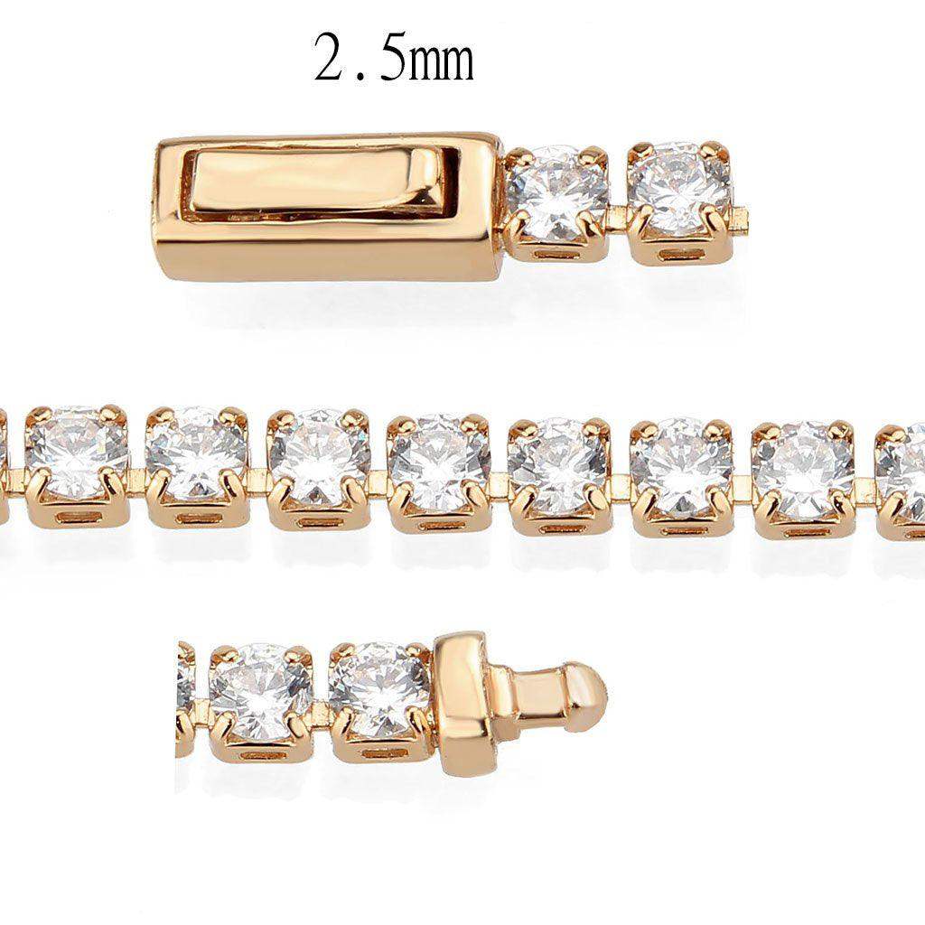 Alamode Rose Gold Brass Bracelet with AAA Grade CZ in Clear - Alamode - Flyclothing LLC