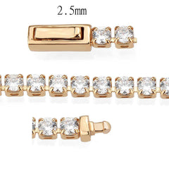 Alamode Rose Gold Brass Bracelet with AAA Grade CZ in Clear - Alamode
