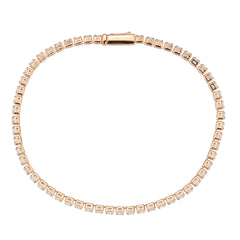 Alamode Rose Gold Brass Bracelet with AAA Grade CZ in Clear - Alamode