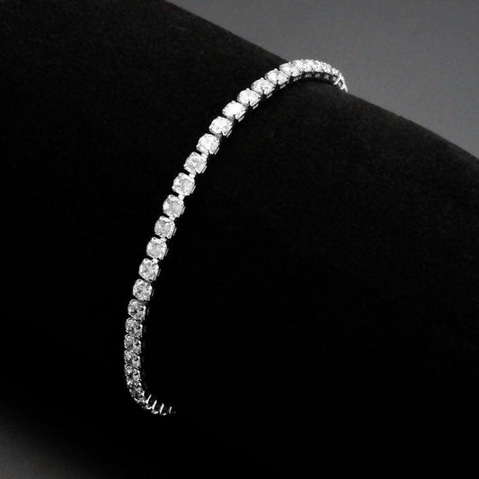 Alamode Rhodium Brass Bracelet with AAA Grade CZ in Clear - Alamode