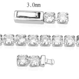 Alamode Rhodium Brass Bracelet with AAA Grade CZ in Clear - Alamode