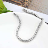 Alamode Rhodium Brass Bracelet with AAA Grade CZ in Clear - Alamode - Flyclothing LLC