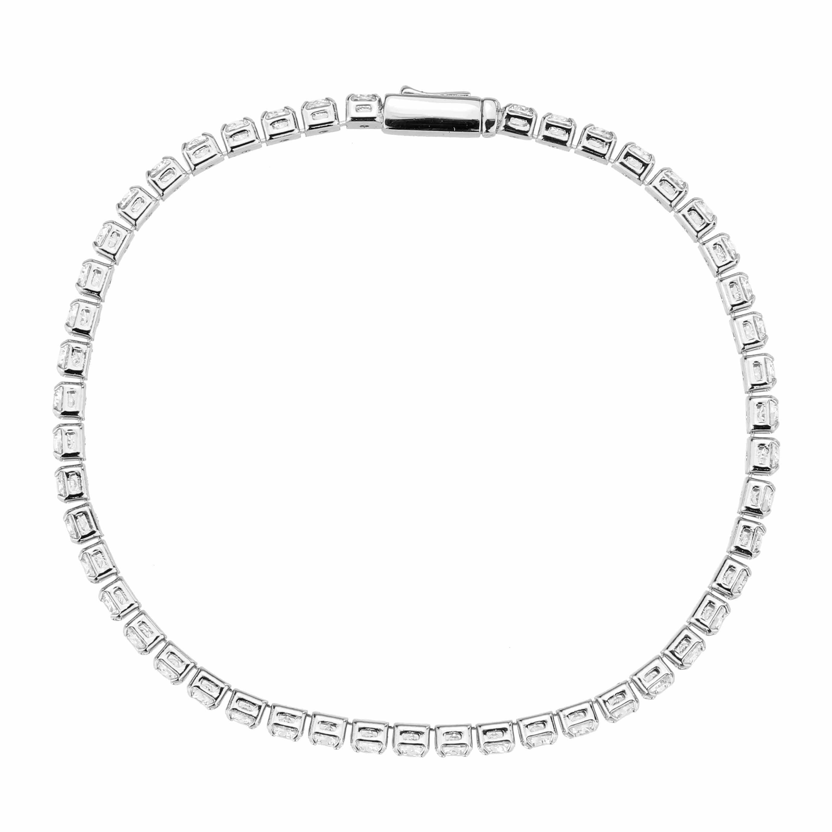 Alamode Rhodium Brass Bracelet with AAA Grade CZ in Clear - Alamode