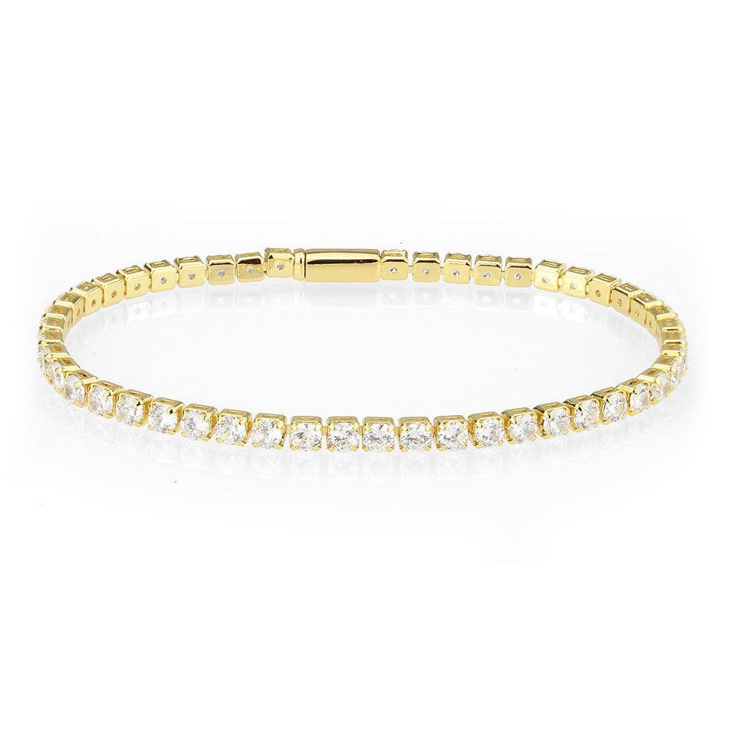 Alamode Gold Brass Bracelet with AAA Grade CZ in Clear - Alamode