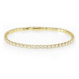 Alamode Gold Brass Bracelet with AAA Grade CZ in Clear - Alamode - Flyclothing LLC