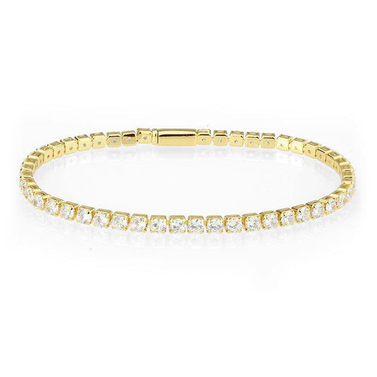 Alamode Gold Brass Bracelet with AAA Grade CZ in Clear - Alamode