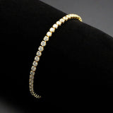 Alamode Gold Brass Bracelet with AAA Grade CZ in Clear - Alamode
