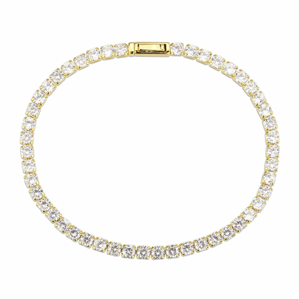 Alamode Gold Brass Bracelet with AAA Grade CZ in Clear - Alamode - Flyclothing LLC
