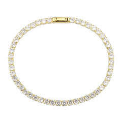 Alamode Gold Brass Bracelet with AAA Grade CZ in Clear - Alamode
